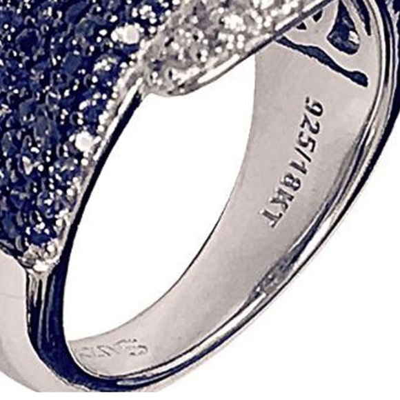 Suzy Levian 18K / Sterling Silver 2.02 CWTw Saphire Buckle Ring w Diamond accent - Picture 7 of 13